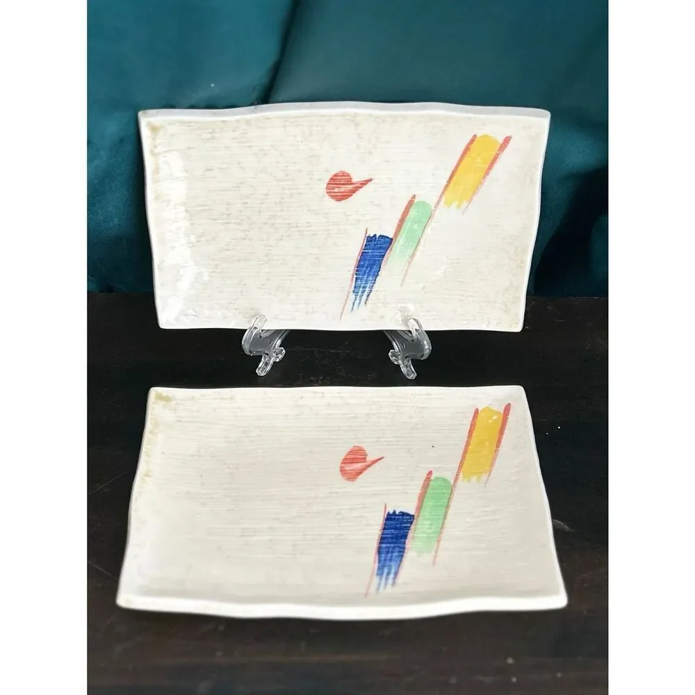 Set of 2 80’s Styling Ceramic Sushi Serving Platters